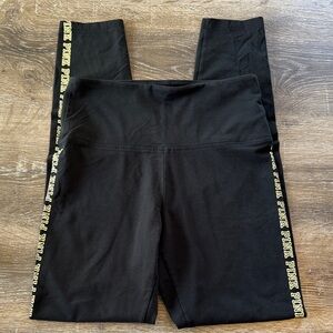 Black Women’s Leggings with yellow Victoria’s Secret “Pink” accents Size M